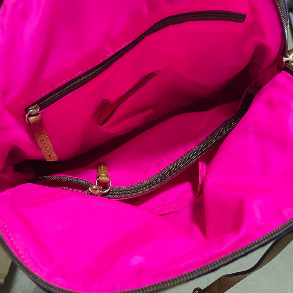 Dooney & Bourke Purple and Yellow Duck Print Shoulder Bag - Picture 8 of 11